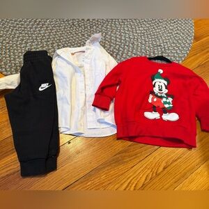 Nike Black Joggers with Red Mickey Sweater and White Shirt